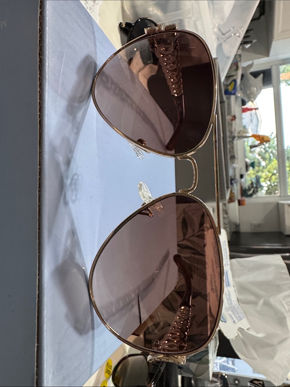 Guess Rose Gold Frame Sunglasses with Brown Lenses